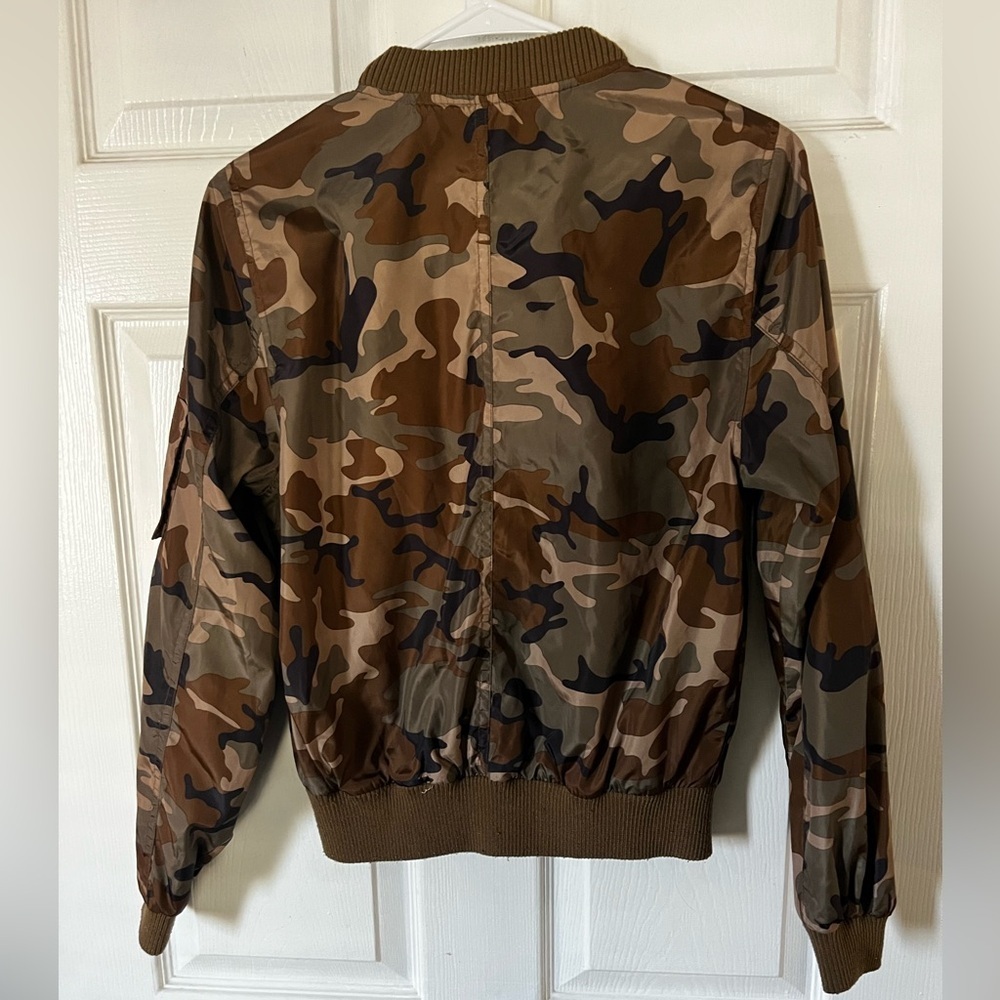 Love Tree Brown and Tan and Olives Camouflage Bomber Jacket - Picture 4 of 5